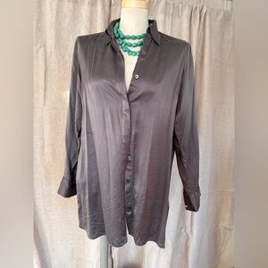 Pure Collection 100%SILK Charcoal Blouse